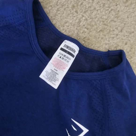 GS Blue Long Sleeve Crop Top W Thumb Holes - Picture 9 of 9